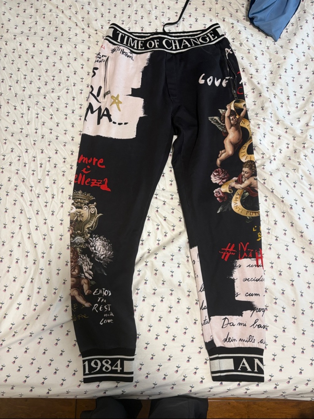 Dolce & Gabbana Black Pink Graphic Jogger Pants
